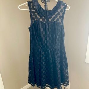 Black polka dot collared dress